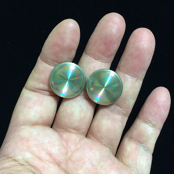 🖤Vtg💕Hologram Sterling silver screw back earrings - Picture 1 of 11